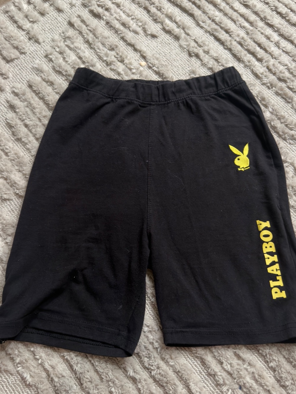 PLAYBOY Black Athletic Shorts with Yellow Logo